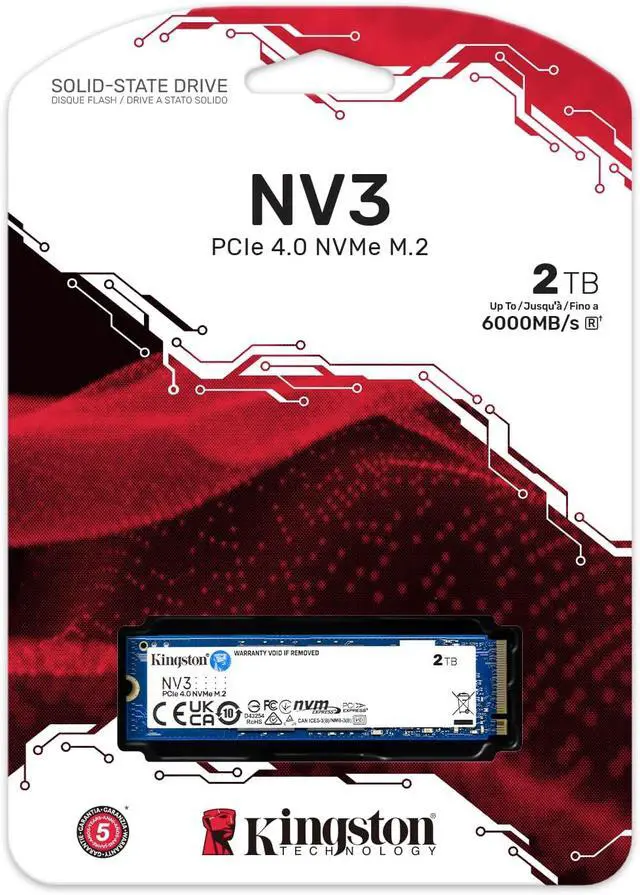 Alt view image 4 of 5 - Kingston NV3 2TB Internal M.2 2280 PCIe 4.0 x4 NVMe Solid State Drive, Up to 6000MB/s Read 5000MB/s Write, 3D TLC NAND, 1200TBW Endurance, Desktop Laptop Gaming Upgrade Storage SSD