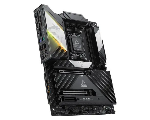 Alt view image 3 of 5 - MSI MEG X870E UNIFY-X MAX Gaming Motherboard, AMD AM5 Ryzen 9000/8000/7000, DDR5 10600+ OC, PCIe 5.0, 5x M.2 Gen5, Wi-Fi 7, 5G LAN, USB4, 18+2+1 Power, USB 20G Type-C 60W