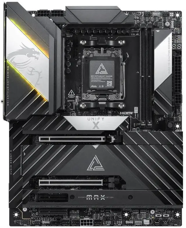 Alt view image 5 of 5 - MSI MEG X870E UNIFY-X MAX Gaming Motherboard, AMD AM5 Ryzen 9000/8000/7000, DDR5 10600+ OC, PCIe 5.0, 5x M.2 Gen5, Wi-Fi 7, 5G LAN, USB4, 18+2+1 Power, USB 20G Type-C 60W