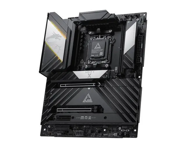 Alt view image 2 of 5 - MSI MEG X870E UNIFY-X MAX Gaming Motherboard, AMD AM5 Ryzen 9000/8000/7000, DDR5 10600+ OC, PCIe 5.0, 5x M.2 Gen5, Wi-Fi 7, 5G LAN, USB4, 18+2+1 Power, USB 20G Type-C 60W