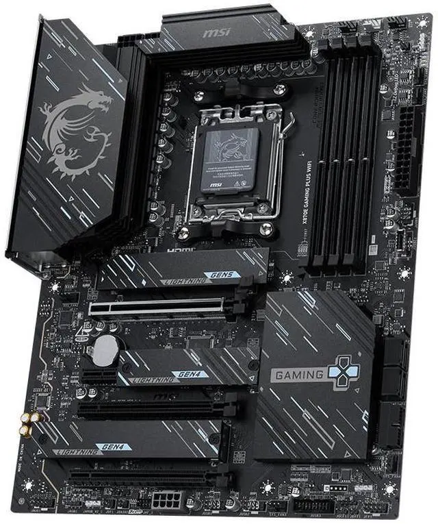 Alt view image 4 of 5 - MSI X870E GAMING PLUS WIFI Motherboard, AMD AM5 Ryzen 9000/8000/7000, DDR5 8200+ OC, 14+2+1 Duet Rail Power, PCIe 5.0, Gen5 M.2, Wi-Fi 7, 5G LAN, USB4, Audio Boost