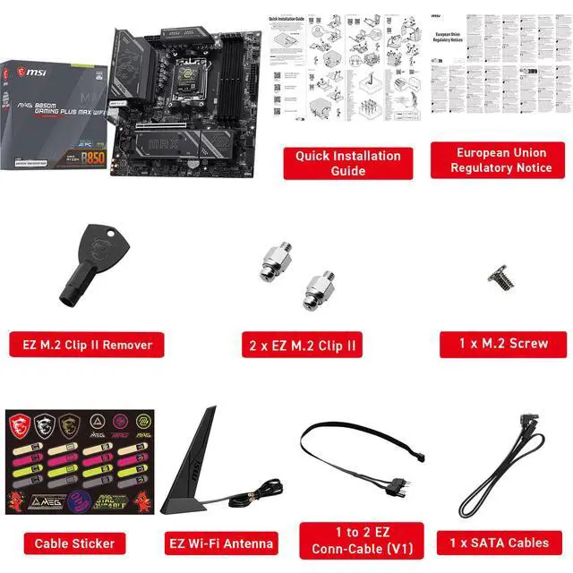 Alt view image 3 of 5 - MSI MAG B850M GAMING PLUS MAX WIFI Motherboard, AMD B850, mATX, Supports Ryzen 9000/8000/7000, DDR5 8200+ OC, PCIe 5.0, Lightning Gen5 M.2, 5G LAN, Wi-Fi 7, 10+2+1 Power, USB-C