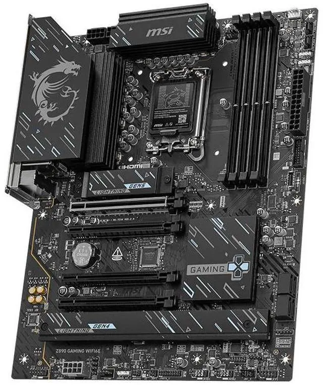 Alt view image 3 of 5 - MSI Z890 GAMING WIFI6E Motherboard, Intel Z890, LGA 1851, Supports Core Ultra Series 2, DDR5 8800+ OC, PCIe 5.0, Lightning Gen5 M.2, 2.5G LAN, Wi-Fi 6E, 12+1+1+1 Duet Rail Power, 6-layer PCB