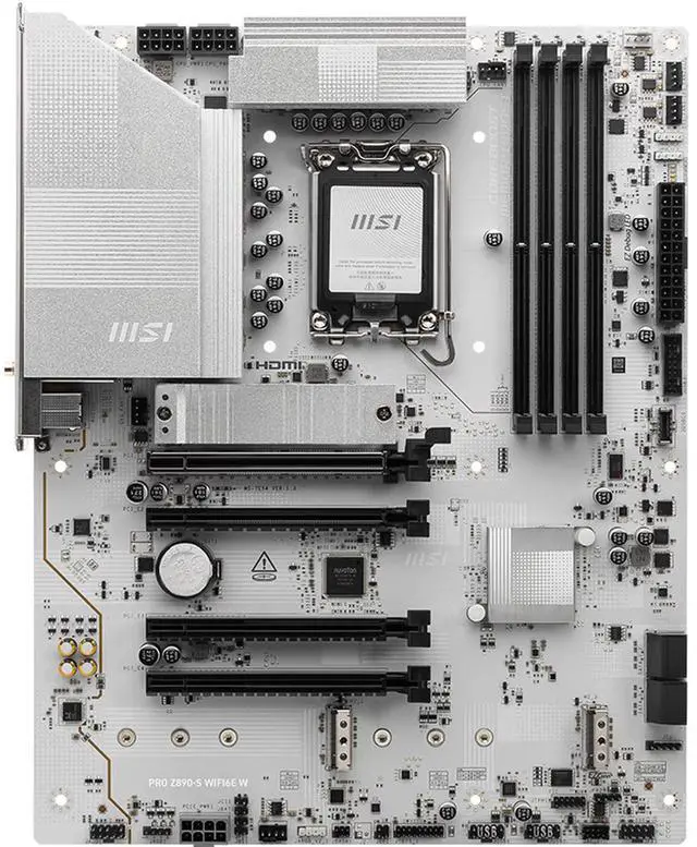 Alt view image 3 of 6 - MSI PRO Z890-S WIFI6E W Motherboard, Intel Z890, LGA 1851, Supports Core Ultra Series 2, DDR5 8800+ OC, PCIe 5.0, Lightning Gen5 M.2, 2.5G LAN, Wi-Fi 6E, 12+1+1+1 Duet Rail Power, 6-layer PCB