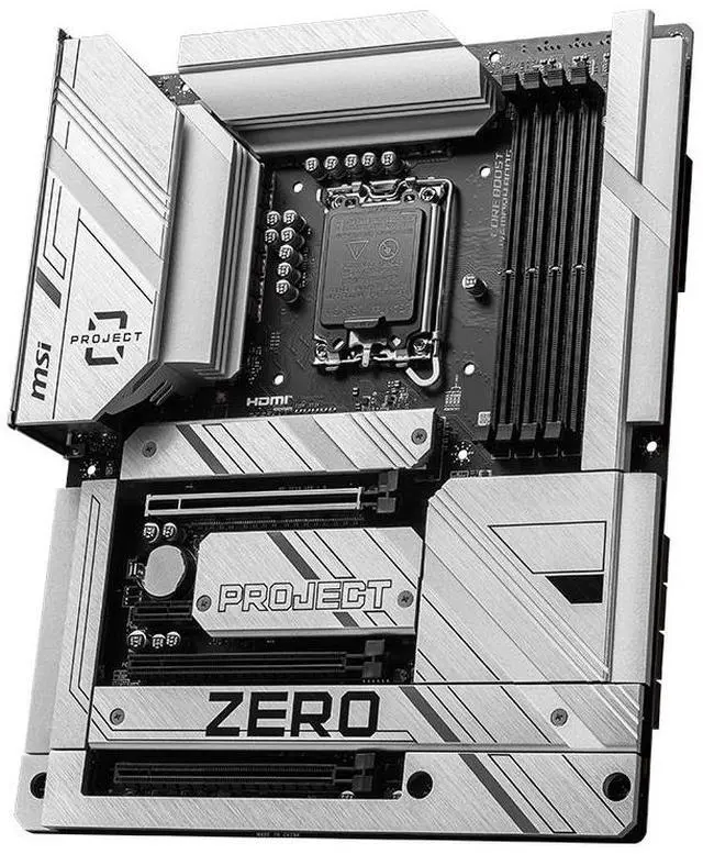 Alt view image 2 of 5 - MSI Z790 PROJECT ZERO Gaming Motherboard, LGA 1700, DDR5 7200+(OC) MHz, 14+1+1 Duet Rail Power, PCIe 5.0, Lightning Gen4 x4 M.2, USB 3.2 Gen 2x2, 6-Layer 2oz PCB, ATX