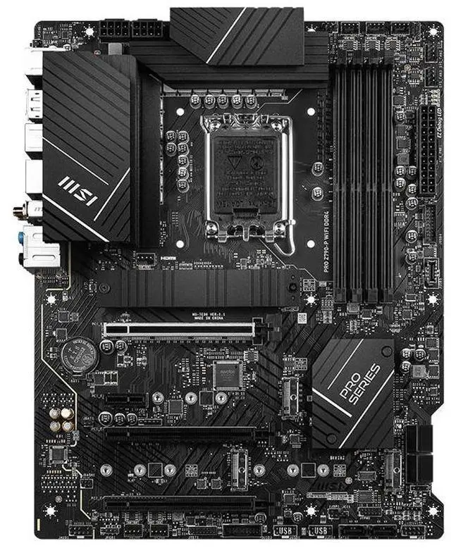 Alt view image 2 of 5 - MSI PRO Z790-P WIFI DDR4 Gaming Motherboard, LGA 1700, DDR4 5333+(OC) MHz, 14+1+1 55A DrMOS, PCIe 5.0, Gen4 x4 M.2, 2.5G LAN, Intel Wi-Fi 6E, USB 3.2 Gen 2x2, ATX