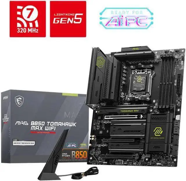 Alt view image 4 of 7 - MSI MAG B850 TOMAHAWK MAX WIFI Motherboard& AMD Ryzen 9 9950X3D CPU Combo, AM5 - 80A SPS VRM, DDR5 Memory Boost 8400+ MT/s (OC), PCIe 5.0 x16, M.2 Gen5, Wi-Fi 7, 5G LAN