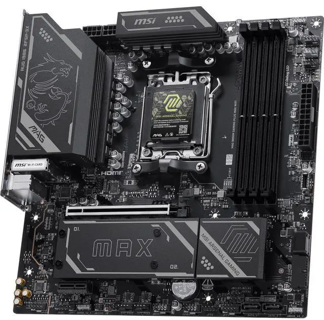 Alt view image 4 of 7 - MSI MAG B850 GAMING PLUS MAX WIFI Motherboard & AMD Ryzen 5 9600X CPU Combo, AM5, DDR5 Memory Boost (up to 8200+ MT/s OC), PCIe 5.0 x16, M.2 Gen5, Wi-Fi 7, 5G LAN