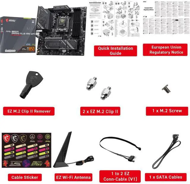 Alt view image 7 of 7 - MSI MAG B850 GAMING PLUS MAX WIFI Motherboard & AMD Ryzen 7 9800X3D CPU Combo, AM5, DDR5 Memory Boost (up to 8200+ MT/s OC), PCIe 5.0 x16, M.2 Gen5, Wi-Fi 7, 5G LAN