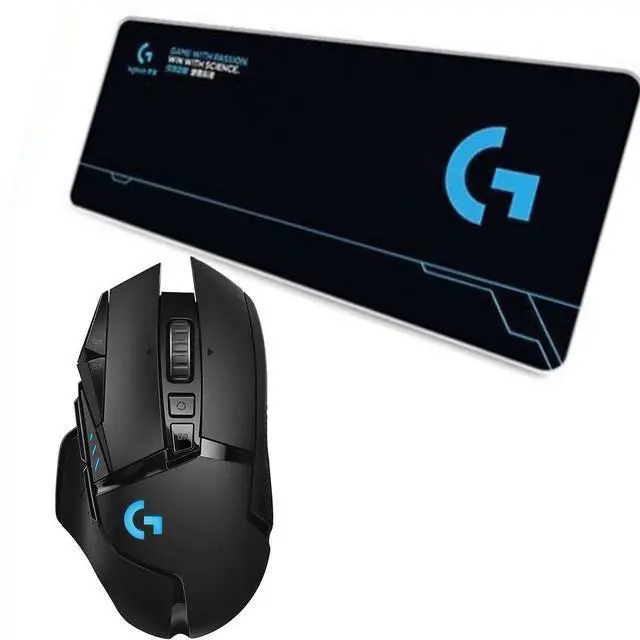 Main image of Logitech G502 LIGHTSPEED Wireless Gaming Mouse + DESK MAT F005-15-black Fine Surface Mouse Pad Combo, HERO 16K Sensor, PowerPlay Compatible, Tunable Weights, Lightsync RGB, 80cm*30cm Low Friction