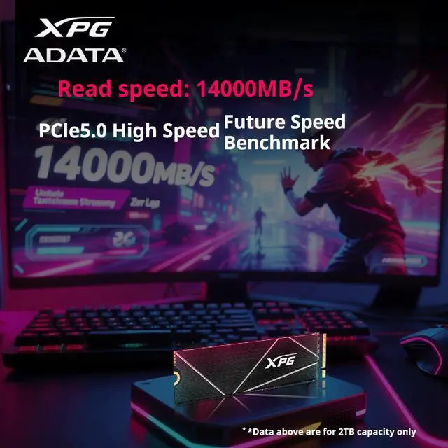 Alt view image 2 of 6 - ADATA XPG S150 2TB PCIe5.0 NVMe M.2 2280 Internal SSD, Up to 14000MB/s Read Speed, TLC 3DNAND, 2GB DRAM Cache