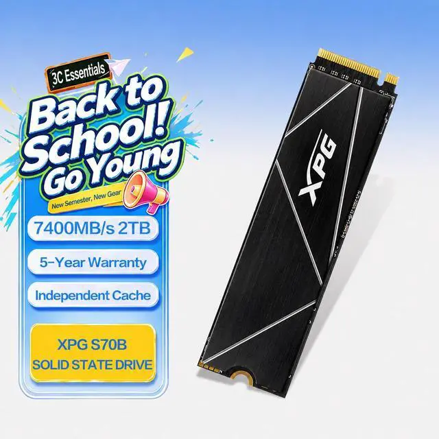 Alt view image 7 of 7 - ADATA XPG S70BLADE 2TB PCIe4.0 NVMe M.2 2280 Internal SSD, 7400MB/s Read, 6800MB/s Write, 2GB DRAM Cache, TLC NAND, PS5 Compatible