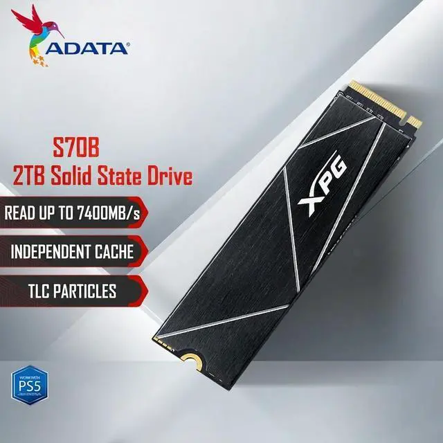 Alt view image 4 of 7 - ADATA XPG S70BLADE 2TB PCIe4.0 NVMe M.2 2280 Internal SSD, 7400MB/s Read, 6800MB/s Write, 2GB DRAM Cache, TLC NAND, PS5 Compatible
