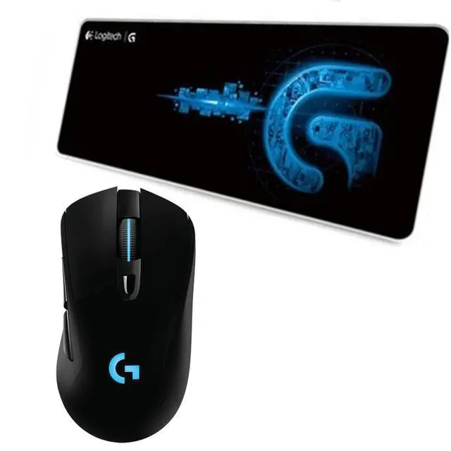 Main image of Logitech G703 HERO25K Wireless Silent Mouse + F0053 blackblue Fine Surface Pad Combo, HERO 25K Sensor, 25600DPI, 6 Buttons, Thickened, NonSlip Backing, Low Friction, 28*12*0.2in, 70cm*30cm*0.3cm