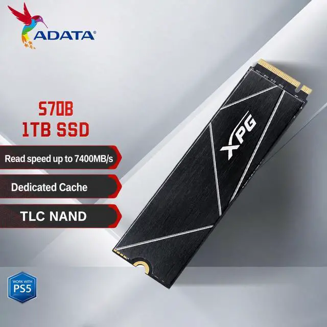 Alt view image 3 of 7 - ADATA XPG S70BLADE 1TB PCIe4.0 NVMe M.2 2280 Internal SSD, 7400MB/s Read, 6800MB/s Write, 1GB DRAM Cache, TLC NAND, PS5 Compatible