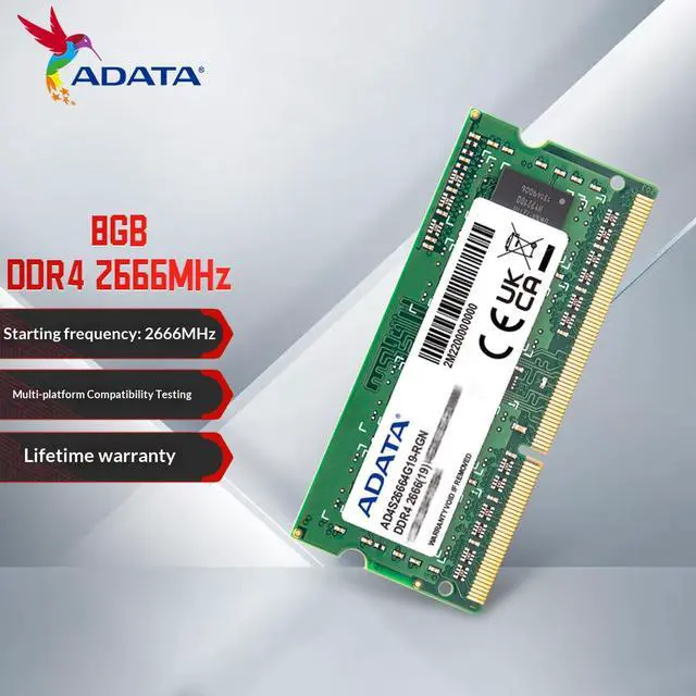 Alt view image 2 of 7 - ADATA DDR4 memory, 8GB capacity, 2666MHz frequency, 260Pin SODIMM DDR4 laptop specification.