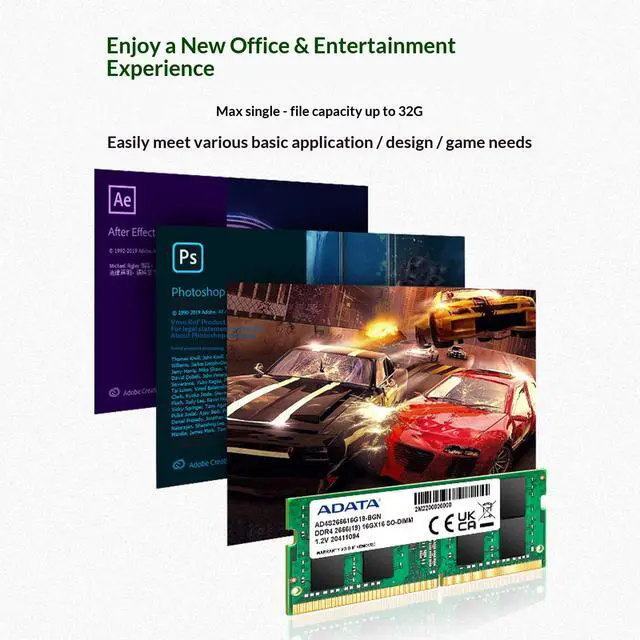 Alt view image 5 of 7 - ADATA DDR4 memory, 8GB capacity, 2666MHz frequency, 260Pin SODIMM DDR4 laptop specification.