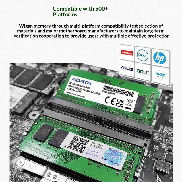 Alt view image 4 of 7 - ADATA DDR4 memory, 8GB capacity, 2666MHz frequency, 260Pin SODIMM DDR4 laptop specification.
