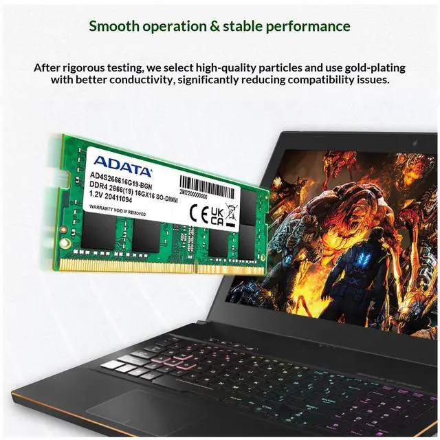 Alt view image 7 of 7 - ADATA DDR4 memory, 8GB capacity, 2666MHz frequency, 260Pin SODIMM DDR4 laptop specification.