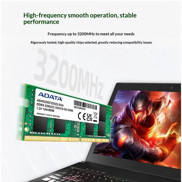 Alt view image 6 of 6 - ADATA 8GB DDR4 3200MHz SODIMM Laptop Memory, 260Pin DDR4 SDRAM Notebook RAM