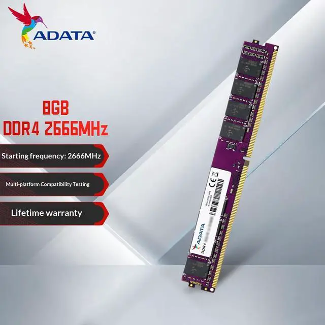 Alt view image 2 of 6 - ADATA 8GB DDR4 2666MHz UDIMM Desktop Memory, 288Pin DDR4 SDRAM Desktop RAM.