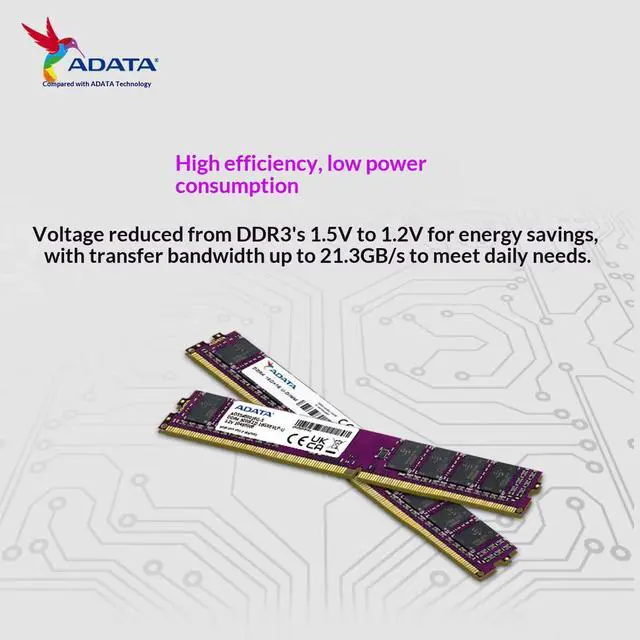 Alt view image 3 of 6 - ADATA 8GB DDR4 2666MHz UDIMM Desktop Memory, 288Pin DDR4 SDRAM Desktop RAM.