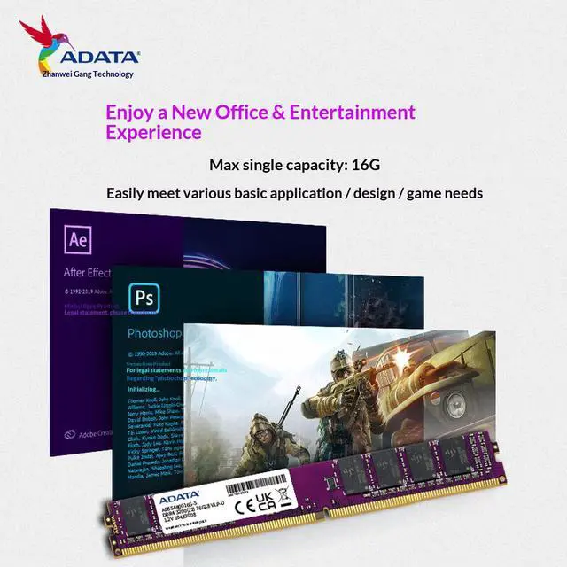 Alt view image 5 of 6 - ADATA 8GB DDR4 2666MHz UDIMM Desktop Memory, 288Pin DDR4 SDRAM Desktop RAM.