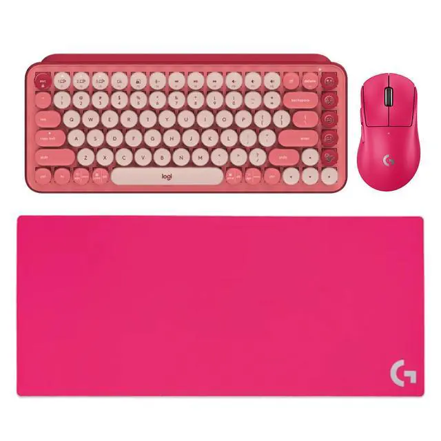 Main image of Logitech GPW III Wireless Mouse + POP Keys Mechanical Keyboard + G840 RosePink Mouse Pad Bundle, Pink, 31.50*11.81*0.12in Desk Mat, Gaming Set with Customizable Emoji & 25600DPI