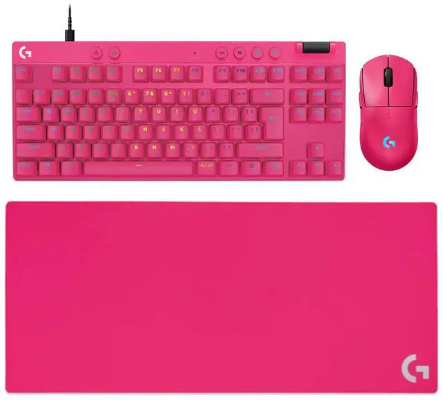 Main image of Logitech G PRO 2 LIGHTSPEED Wireless Mouse + G PRO X TKL RAPID Wired Keyboard + G840 RosePink Mouse Pad Bundle, Pink, 31.50*11.81*0.12in Desk Mat, Gaming Set with Magnetic Switches & 44K DPI