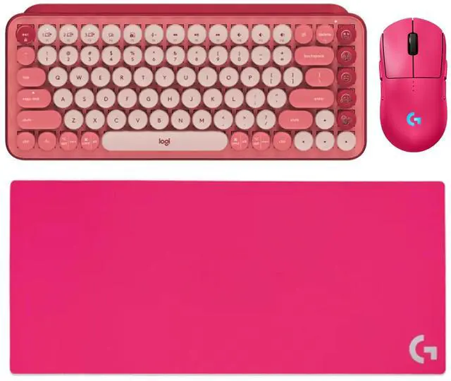 Main image of Logitech G PRO 2 LIGHTSPEED Wireless Mouse + POP Keys Mechanical Keyboard + G840 RosePink Mouse Pad Bundle, Pink, 31.50*11.81*0.12in Desk Mat, Gaming Set with Custom Emoji & 44K DPI