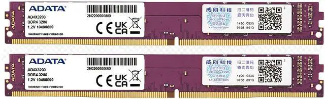 Alt view image 3 of 3 - ADATA DDR4 3200 16GB (8GB×2) UDIMM Desktop Memory Kit