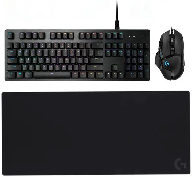 Main image of Logitech G502 HERO + G512 + G840 Bundle, Wired Gaming Mouse with 25600DPI,11 Programmable Buttons & Tunable Weight, GX Mechanical 104-Key RGB Keyboard, 35.43*15.75*0.12in Non-Slip Mouse Pad