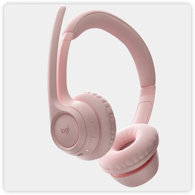 Alt view image 5 of 7 - Logitech Zone 300 Wireless Bluetooth Headset, With Noise-Canceling Microphone, Compatible with Windows, Mac, Chrome, Linux, iOS, iPadOS, Android - Rose pink