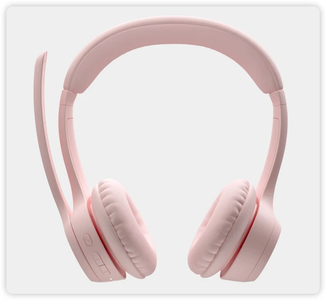 Alt view image 4 of 7 - Logitech Zone 300 Wireless Bluetooth Headset, With Noise-Canceling Microphone, Compatible with Windows, Mac, Chrome, Linux, iOS, iPadOS, Android - Rose pink