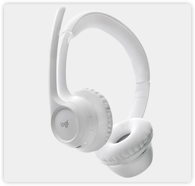 Alt view image 5 of 7 - Logitech Zone 300 Wireless Bluetooth Headset, With Noise-Canceling Microphone, Compatible with Windows, Mac, Chrome, Linux, iOS, iPadOS, Android - white