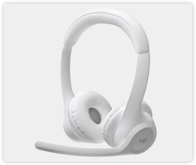 Alt view image 2 of 7 - Logitech Zone 300 Wireless Bluetooth Headset, With Noise-Canceling Microphone, Compatible with Windows, Mac, Chrome, Linux, iOS, iPadOS, Android - white