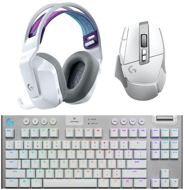 Main image of Logitech G502 X LIGHTSPEED Mouse + G913 TKL Keyboard + G733 Headset White Gaming Bundle, LIGHTFORCE Switch, HERO 25K Sensor, RGB Mechanical Keyboard, Blue VO!CE Mic for Gaming & Office