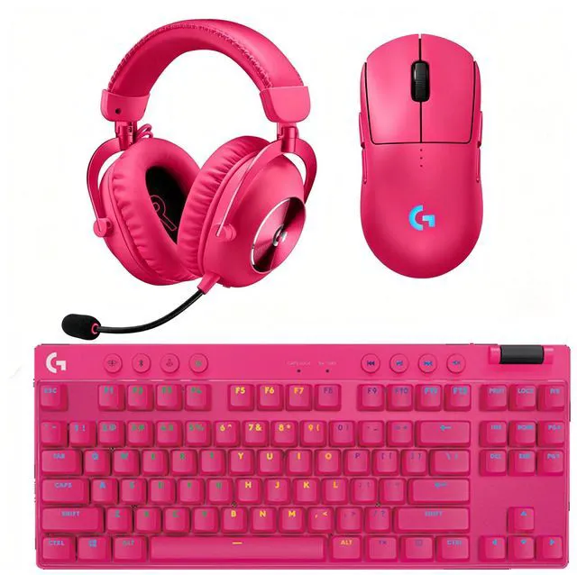 Main image of Logitech G PRO 2 Magenta Mouse+PRO X TKL Pink Keyboard+PRO X 2 Pink HEADSET LIGHTSPEED Gaming Bundle, 44K DPI HERO 2 Sensor Mouse, PBT Keycaps RGB Keyboard, DTS:X 7.1 Surround Blue VO!CE Mic Pro