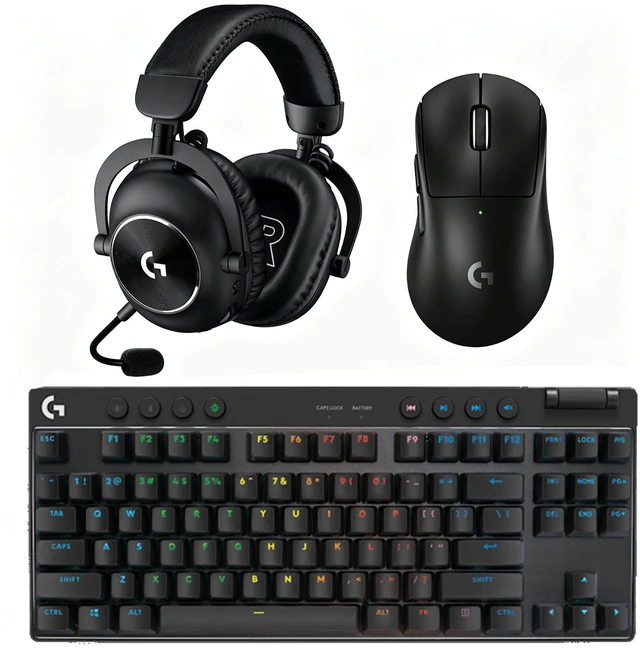 Main image of Logitech PRO X SUPERLIGHT 2 DEX Wireless Mouse+PRO X TKL Wireless Keyboard+PRO X 2 LIGHTSPEED Headset Gaming Bundle, 60g Ultra-Light 44K DPI 8K Polling Mouse, PBT Keycaps RGB TKL Keyboard, 7.1Surround