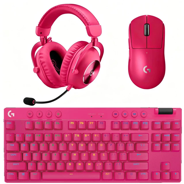 Main image of Logitech GPW III Wireless Mouse+PRO X TKL Wireless Keyboard+PRO X 2 LIGHTSPEED Headset Gaming Bundle-Pink, 63g Ultra-Light 25600DPI 1000Hz Polling Mouse, PBT Keycaps RGB TKL Keyboard, 7.1 Surround