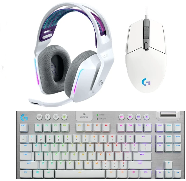Main image of Logitech G102 2nd Gen Wired Mouse+G913 TKL Wireless Keyboard+G733 LIGHTSPEED Headset Gaming Bundle-White, 85g Lightweight 8000DPI Mouse, Low Profile GL Switch Keyboard, 29H Battery RGB Headset