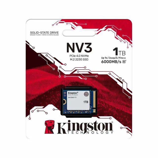 Alt view image 3 of 3 - Kingston NV3 M.2 2230 1TB NVMe PCIe 4.0 x4 SSD, 3D NAND Internal Solid State Drive, SingleSided 2230 Form Factor, Up to 6000MB/s Read 4000MB/s Write, 320TBW, HighSpeed Storage Upgrade