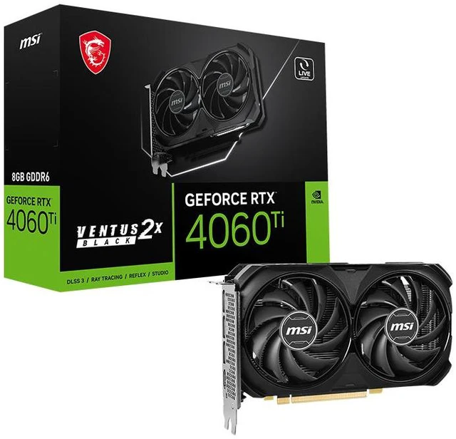 Main image of MSI Ventus GeForce RTX 4060 Ti 8GB GDDR6 PCI Express 4.0 x16 Graphics Card RTX 4060 Ti VENTUS 2X BLACK 8G