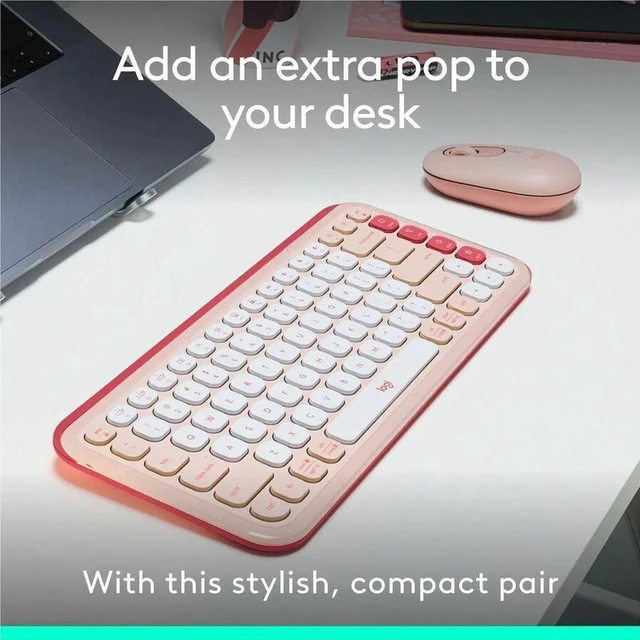 Alt view image 3 of 7 - Logitech POP ICON COMBO Bluetooth Keyboard and Mouse, Compact TKL Bluetooth Keyboard and Mouse Bundle with Programmable Quiet Keys and Buttons - Rose pink