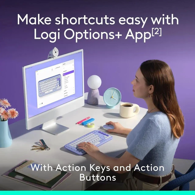 Alt view image 5 of 7 - Logitech POP ICON COMBO Bluetooth Keyboard and Mouse, Compact TKL Bluetooth Keyboard and Mouse Bundle with Programmable Quiet Keys and Buttons - purple