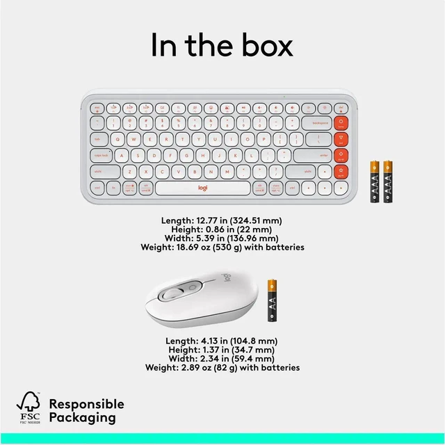 Alt view image 4 of 7 - Logitech POP ICON COMBO Bluetooth Keyboard and Mouse, Compact TKL Bluetooth Keyboard and Mouse Bundle with Programmable Quiet Keys and Buttons -off-white