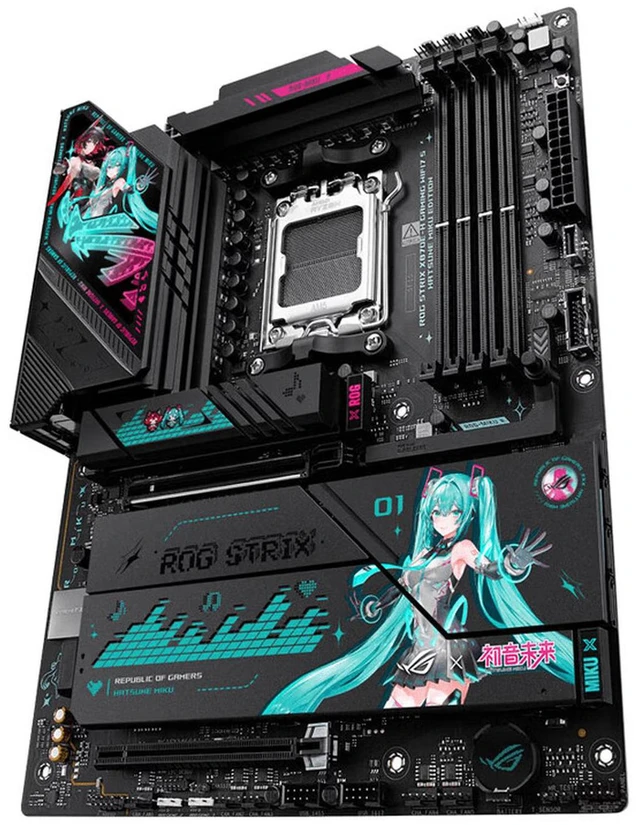Alt view image 3 of 7 - ASUS ROG STRIX X870E-H GAMING WIFI7 S HATSUNE MIKU EDITION AMD X870E ATX motherboard, 16+2+1 power stages, Dynamic OC Switcher, Core Flex, DDR5, WiFi 7, 4x M.2, PCIe 5.0, dual USB4, USB 10Gbps Type-C