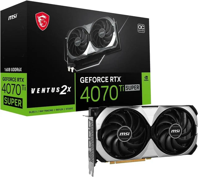 Main image of MSI Ventus GeForce RTX 4070 Ti SUPER 16GB GDDR6X PCI Express 4.0 ATX Graphics Card RTX 4070 Ti SUPER 16G VENTUS 2X