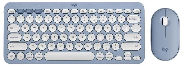 Main image of Logitech Pebble 2 Combo Wireless Quiet Keyboard and Mouse, Customisable, Logi Bolt, Bluetooth, Easy-Switch for Windows, macOS, iPadOS, Chrome - blue