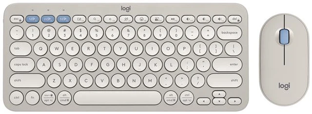 Main image of Logitech Pebble 2 Combo Wireless Quiet Keyboard and Mouse, Customisable, Logi Bolt, Bluetooth, Easy-Switch for Windows, macOS, iPadOS, Chrome - grey